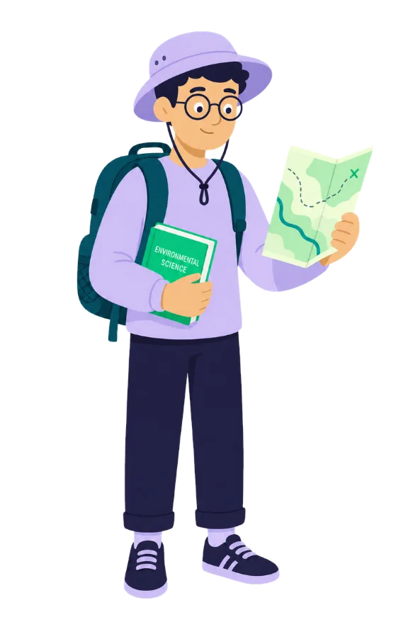 Un estudiante leyendo un mapa